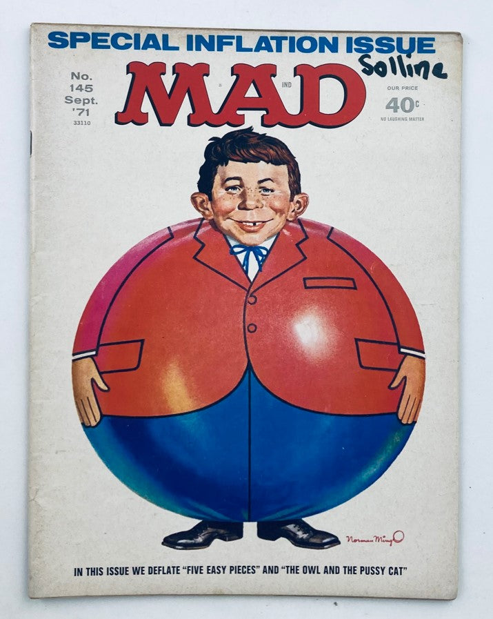 Mad Magazine September 1971 No. 145 Palm Reading 4.0 VG Very Good No Label