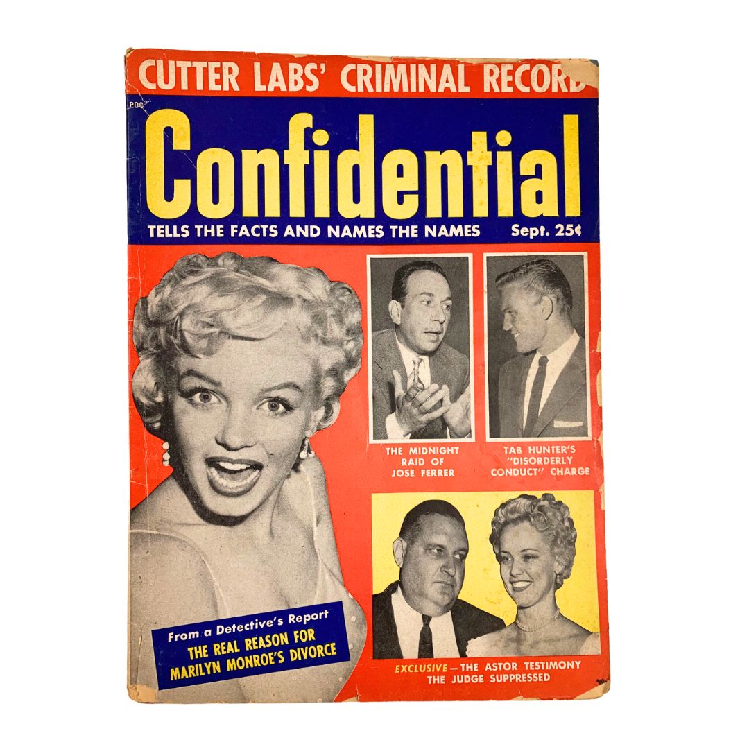 VTG Confidential Magazine September 1955 Marilyn Monroe, Jose Ferrer No Label