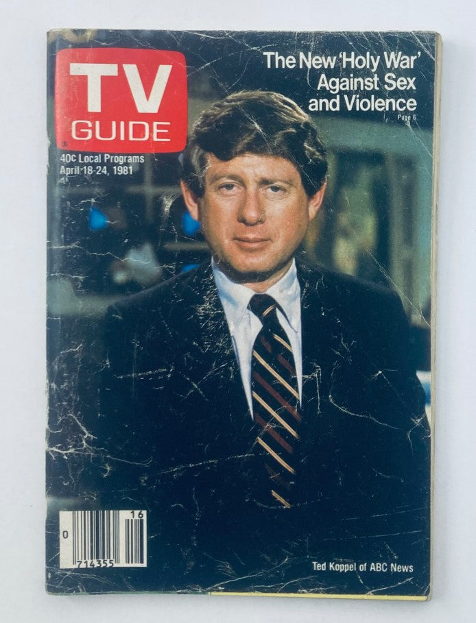 TV Guide Magazine April 18 1981 Ted Koppel Kansas State Ed. No Label