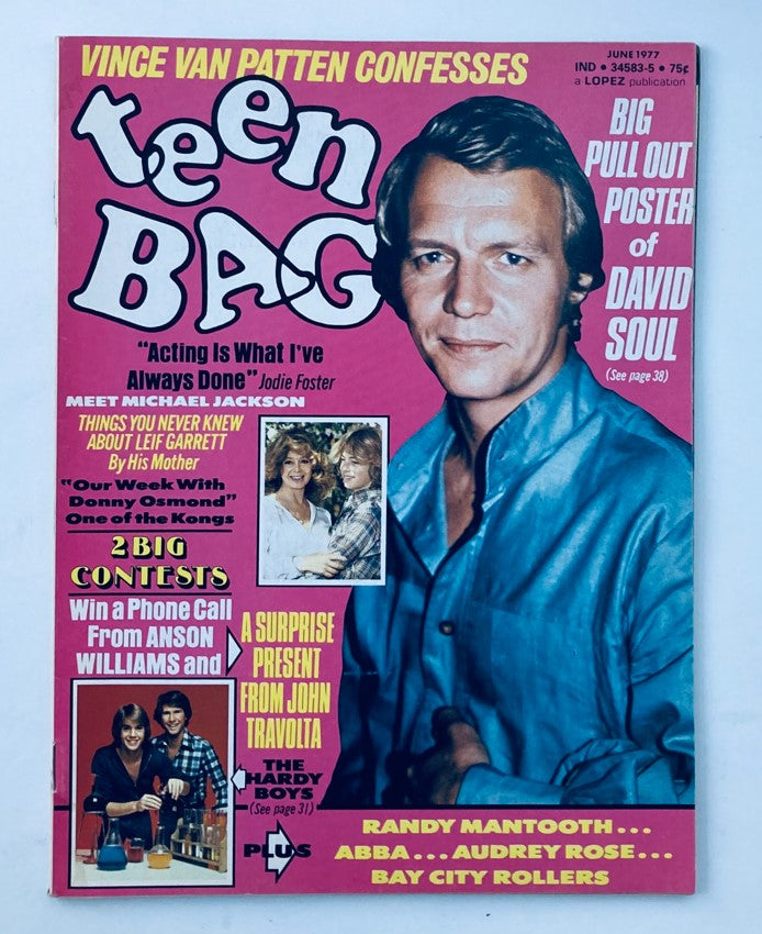 VTG Teen Bag Magazine June 1977 David Soul, Vincent Van Patten No Label