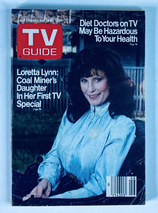 TV Guide Magazine November 14 1981 #1494 Loretta Lynn Nashville Ed. No Label