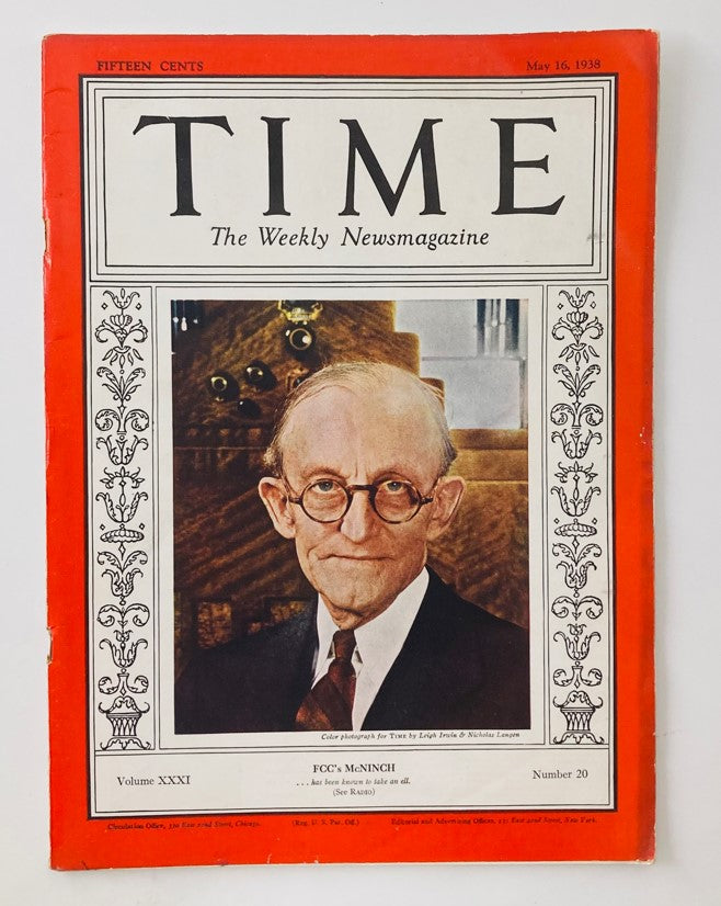 VTG Time Magazine May 16 1938 Vol 31 No. 20 FCC's Frank R. McNinch