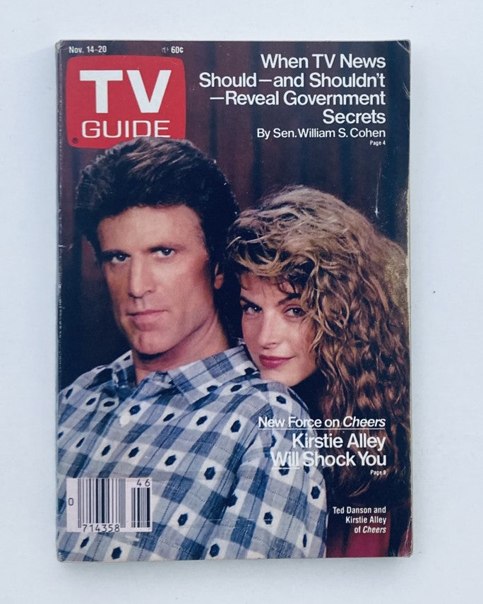 TV Guide Magazine November 14 1987 Kirstie Alley Ted Danson Pittsburgh Metro Ed.