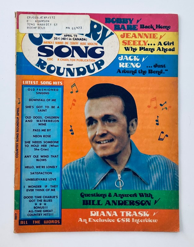 VTG Country Song Roundup Magazine April 1973 Bill Anderson and Diana Trask