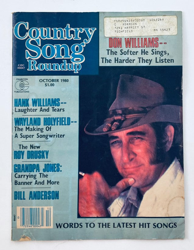 VTG Country Song Roundup Magazine October 1980 Don Williams & Hank Williams