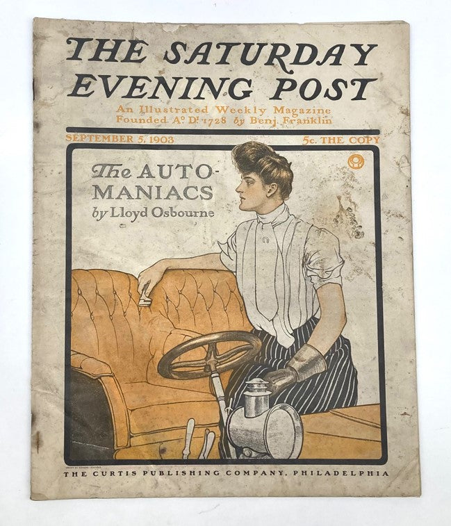 Saturday Evening Post Illustrated Cover September 5 1903 The Auto-Maniacs