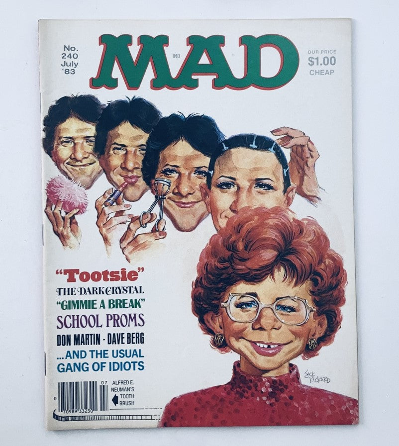 VTG Mad Magazine July 1983 No. 240 Alfred as Tootsie 6.0 FN Fine No Label