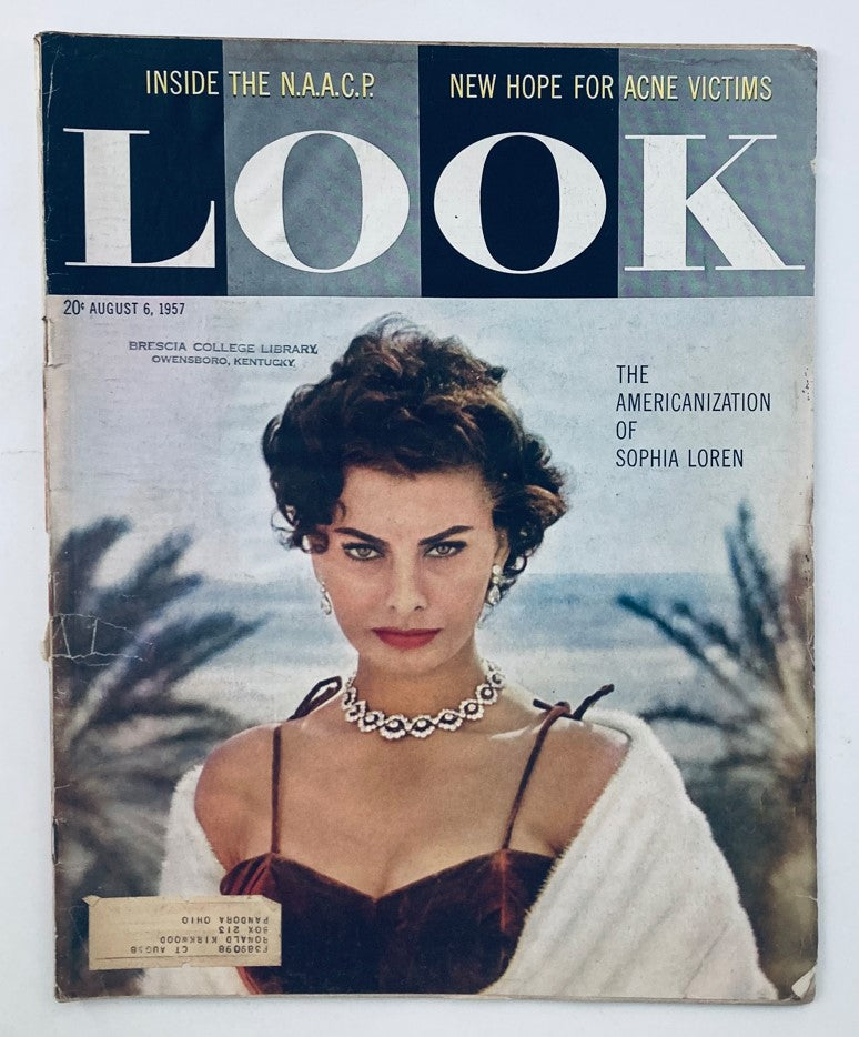 RES* VTG Look Magazine August 6 1957 Vol 21 No. 16 Sophia Loren Portrait