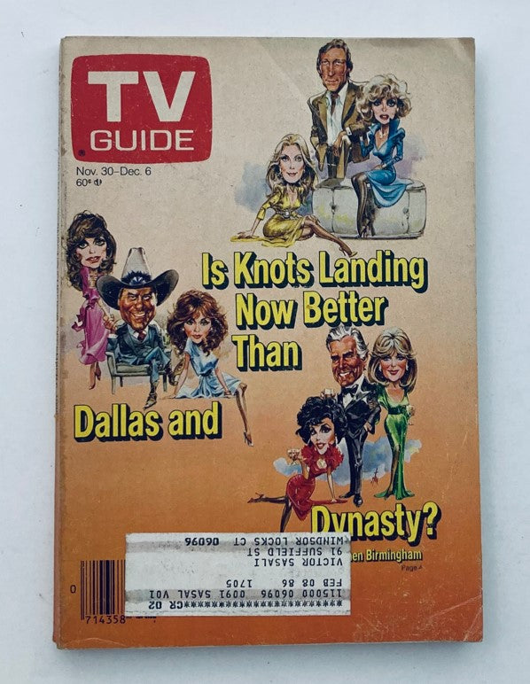 TV Guide Magazine November 30 1985 Joan Collins Hartford-New Haven Ed.