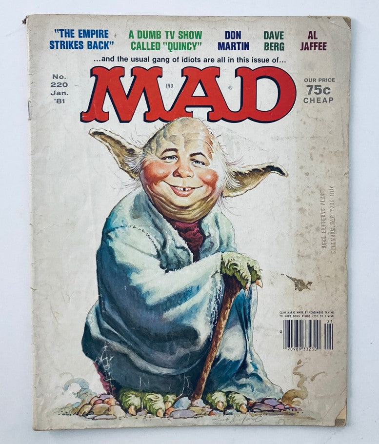 VTG Mad Magazine January 1981 No. 220 Alfred Yoda 2.0 GD Good No Label