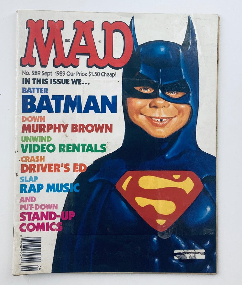 Mad Magazine September 1989 No. 289 Batman & Murphy Brown 2.0 Good No Label