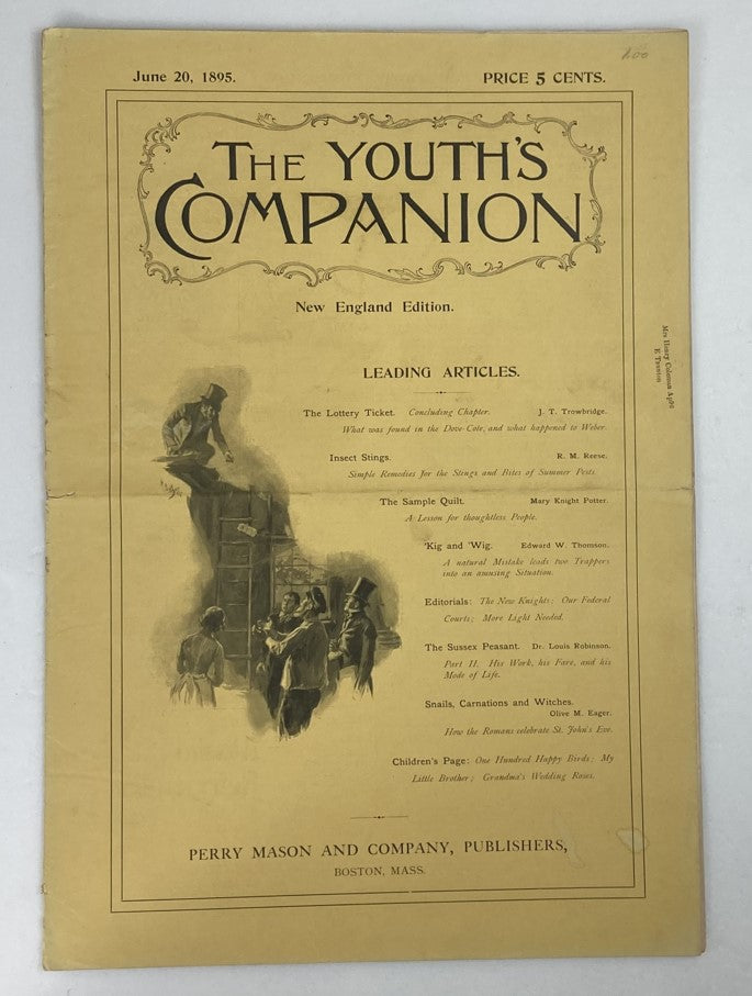 VTG The Youth's Companion Magazine June 20 1895 The Sussex Peasant No Label