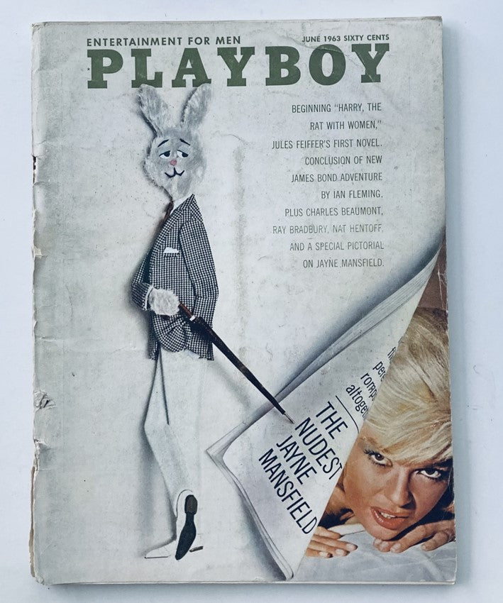 VTG Playboy Magazine June 1963 Covergirl Jayne Mansfield w Centerfold No Label