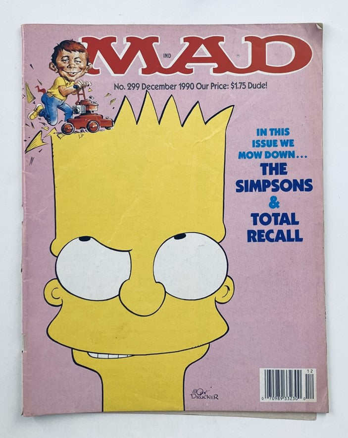 Mad Magazine December 1990 No. 299 Mow Down The Simpsons 6.0 FN Fine No Label