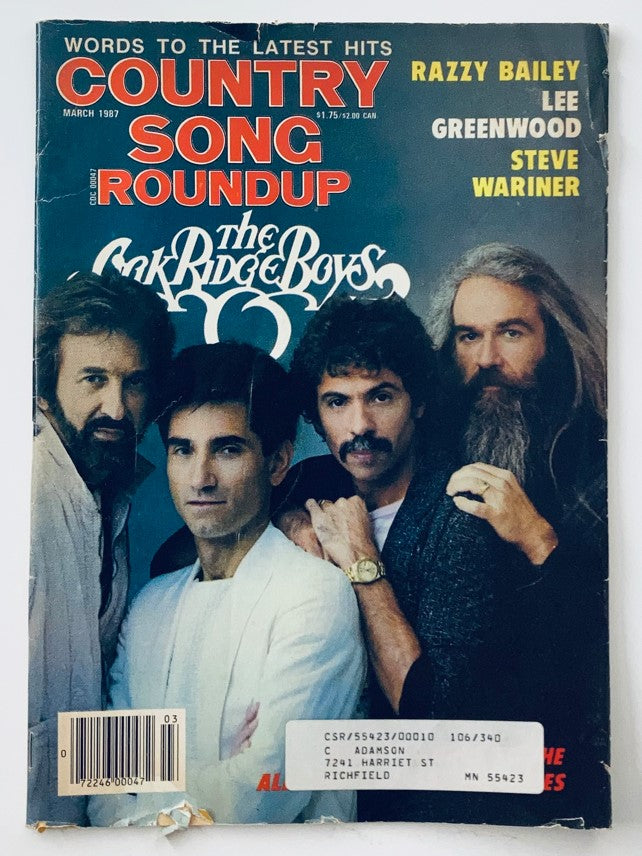 VTG Country Song Roundup Magazine March 1987 The Oak Bridge Boys, Steve Wariner