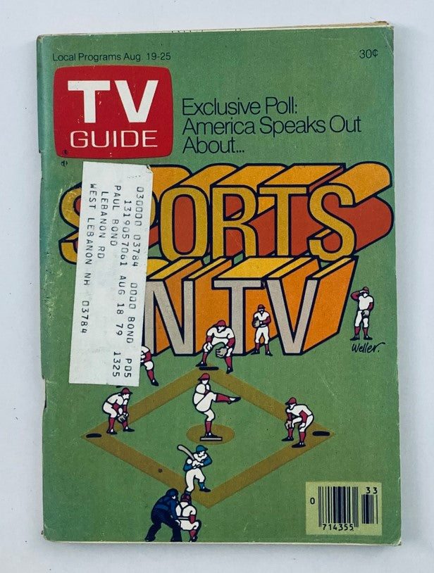 TV Guide Magazine August 19 1978 #1325 Sports on TV New Hampshire Ed.