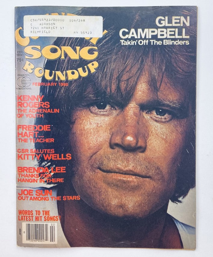 VTG Country Song Roundup Magazine February 1980 Glen Campbell Cover