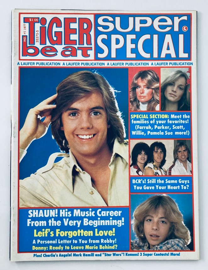 VTG Tiger Beat Super Special 1977 #5 Farrah Fawcett and Shaun Cassidy No Label
