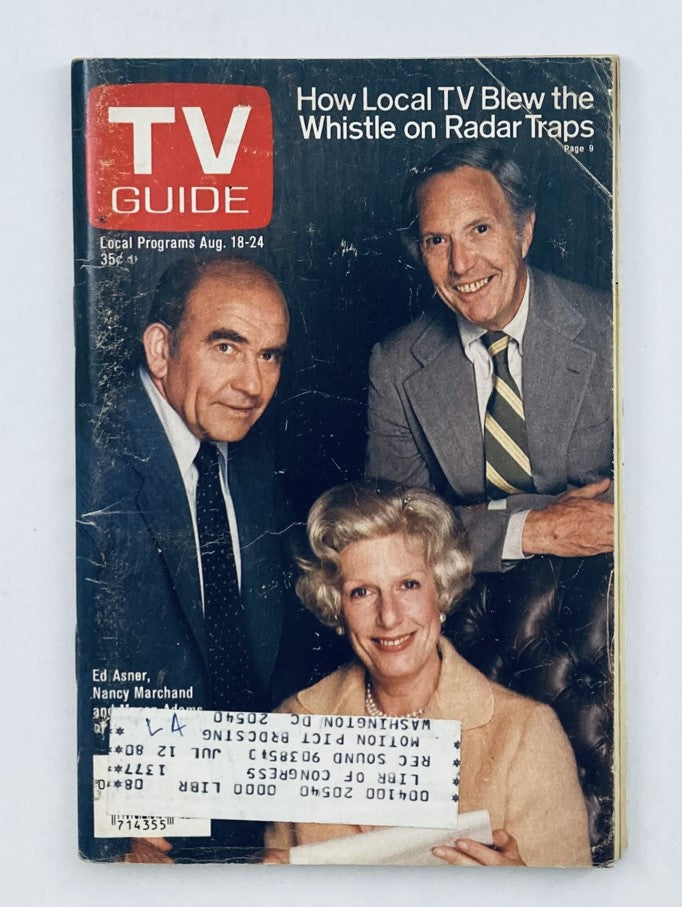 TV Guide Magazine August 18 1979 #1377 Ed Asner, Nancy Marchand LA Metro Ed.