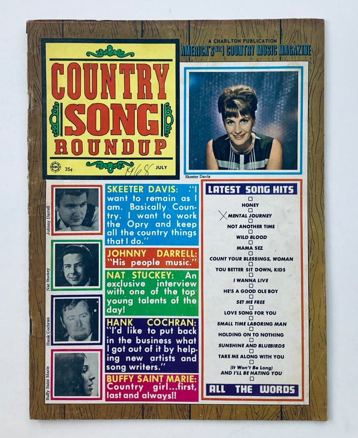 VTG Country Song Roundup Magazine July 1968 Skeeter Davis No Label