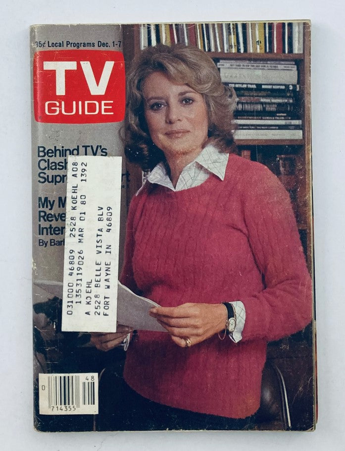 TV Guide Magazine December 1 1979 #1392 Barbara Walters Northern IN Ed.