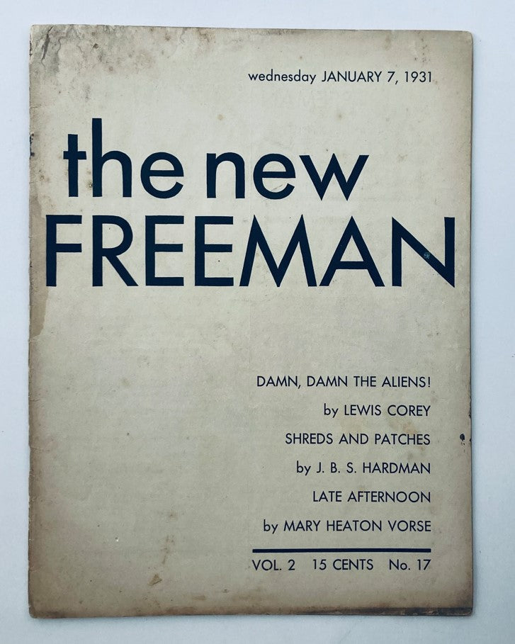 VTG The New Freeman Magazine January 7 1931 Shreds and Patches No Label