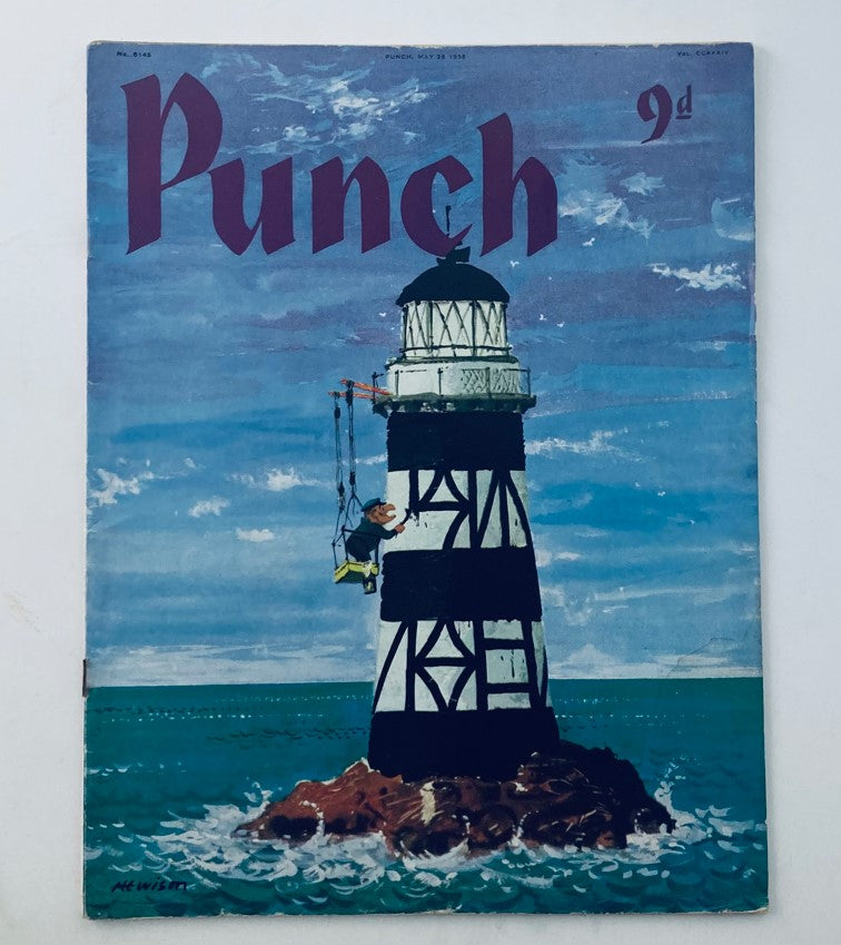 VTG Punch Magazine May 28 1958 Vol 224 #6145 WWII Cartoon & Humour No Label