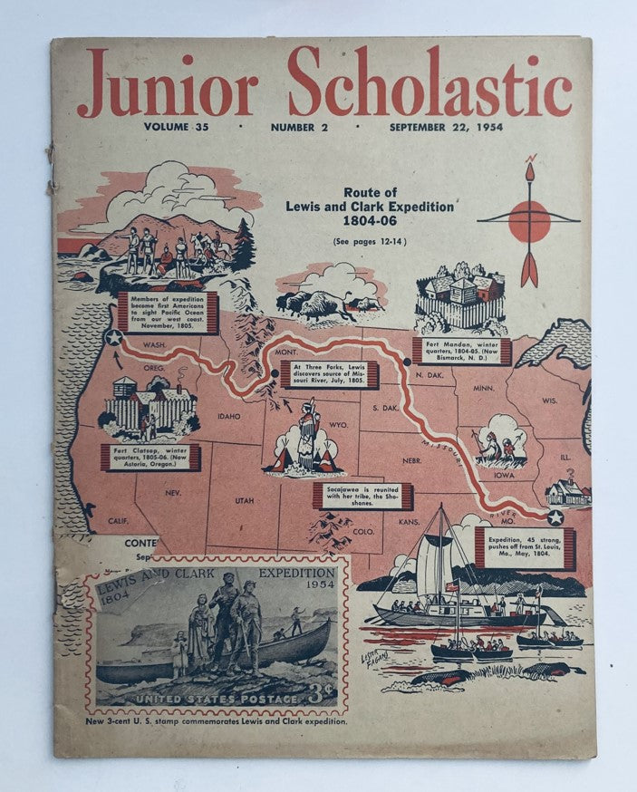 Junior Scholastic Magazine September 22 1954 Lewis & Clark Expedition No Label