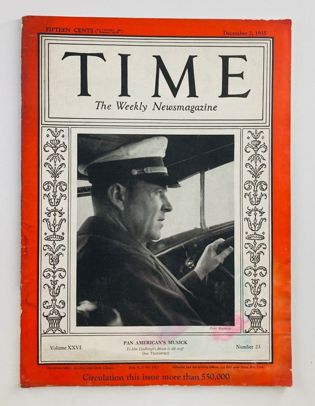 VTG Time Magazine December 2 1935 Vol 26 No. 23 Pan American's Edwin C. Musick