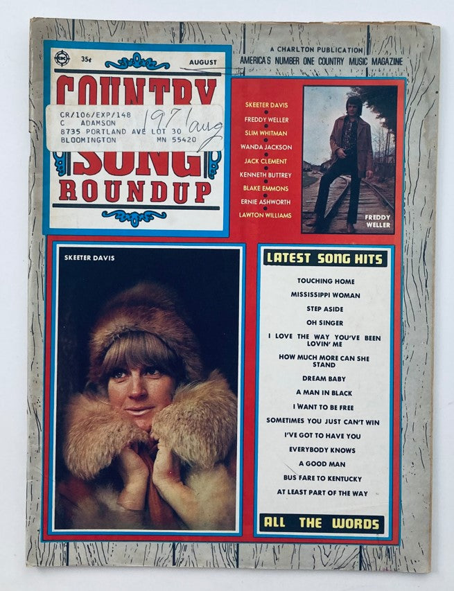 VTG Country Song Roundup Magazine August 1971 Skeeter Davis & Freddy Weller