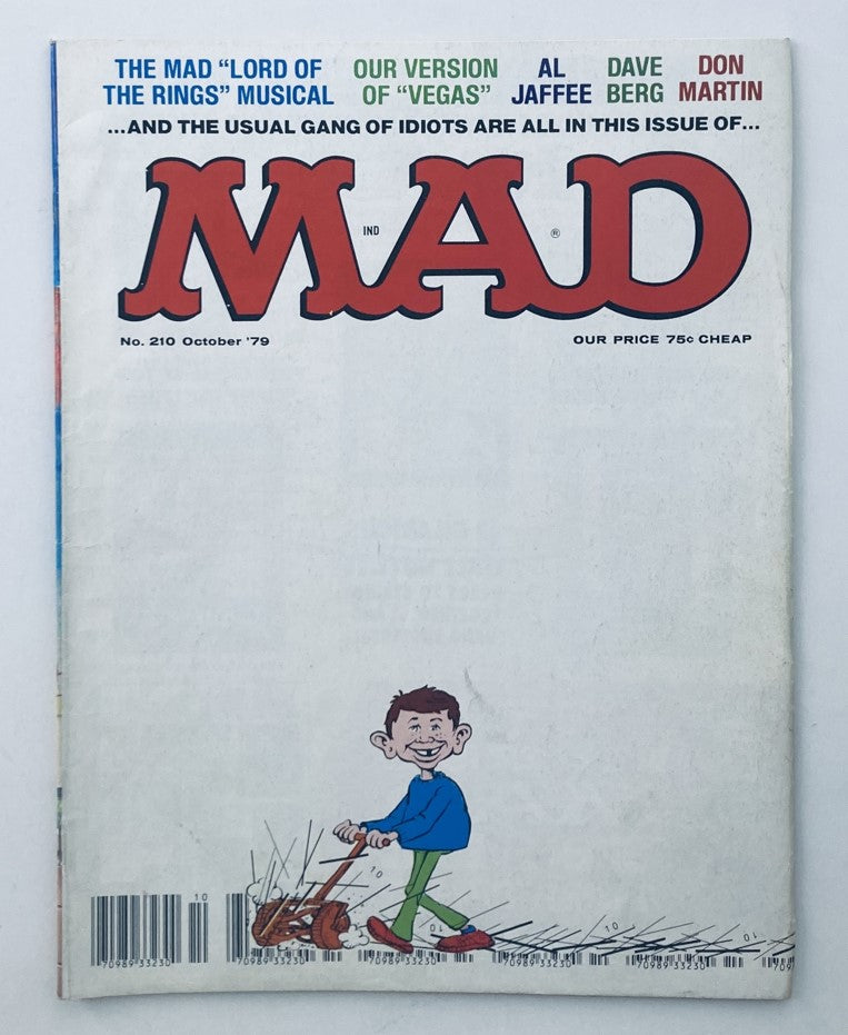 VTG Mad Magazine October 1979 No. 210 Lord of The Rings Musical 4.0 VG No Label