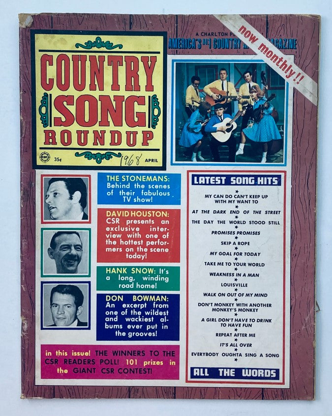 VTG Country Song Roundup Magazine April 1968 The Stonemans, Hank Snow No Label