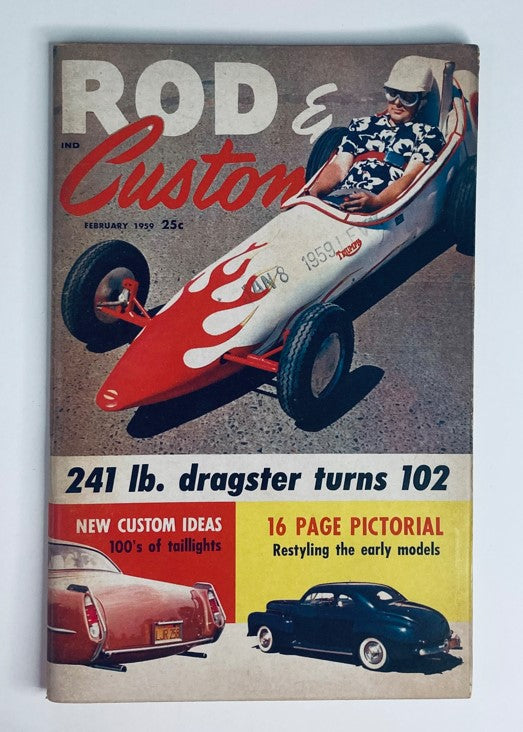 VTG Rod & Customs Magazine February 1959 The 241 lbs Dragster Turns 102 No Label