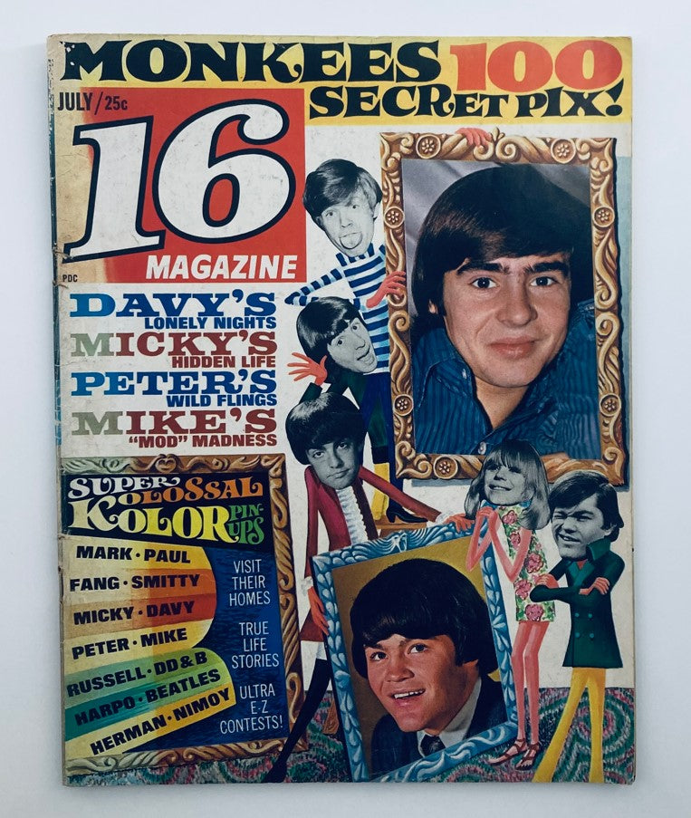 VTG 16 Magazine July 1967 Vol 9 No. 2 Davy Jones, The Monkees No Label