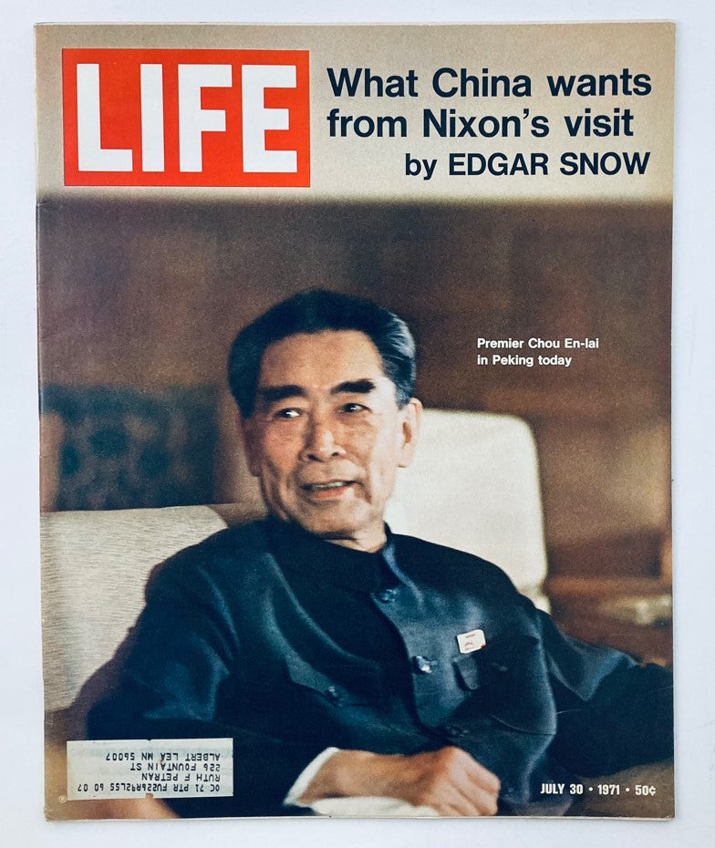 RES* VTG Life Magazine July 30 1971 Vol 71 No. 5 Premier Chou En-lai Cover