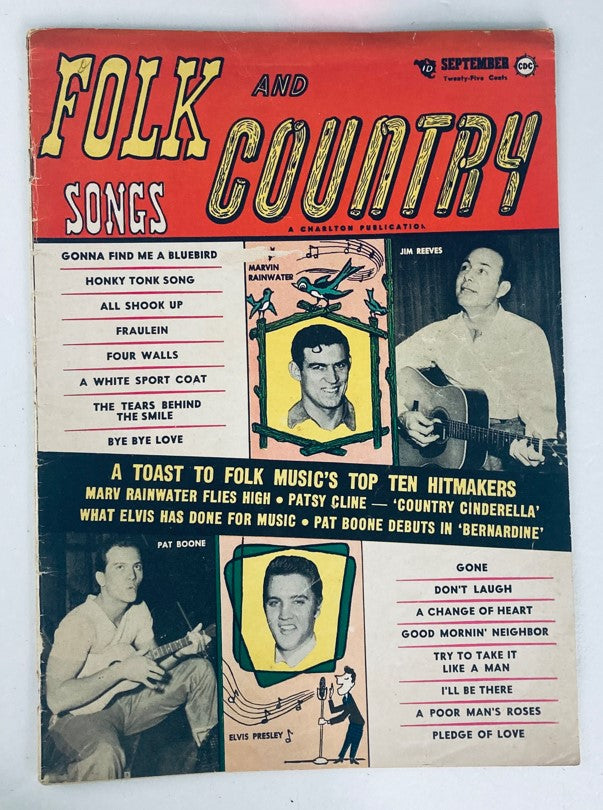 VTG Folk & Country Songs Magazine September 1957 Jim Reeves, Pat Boone No Label