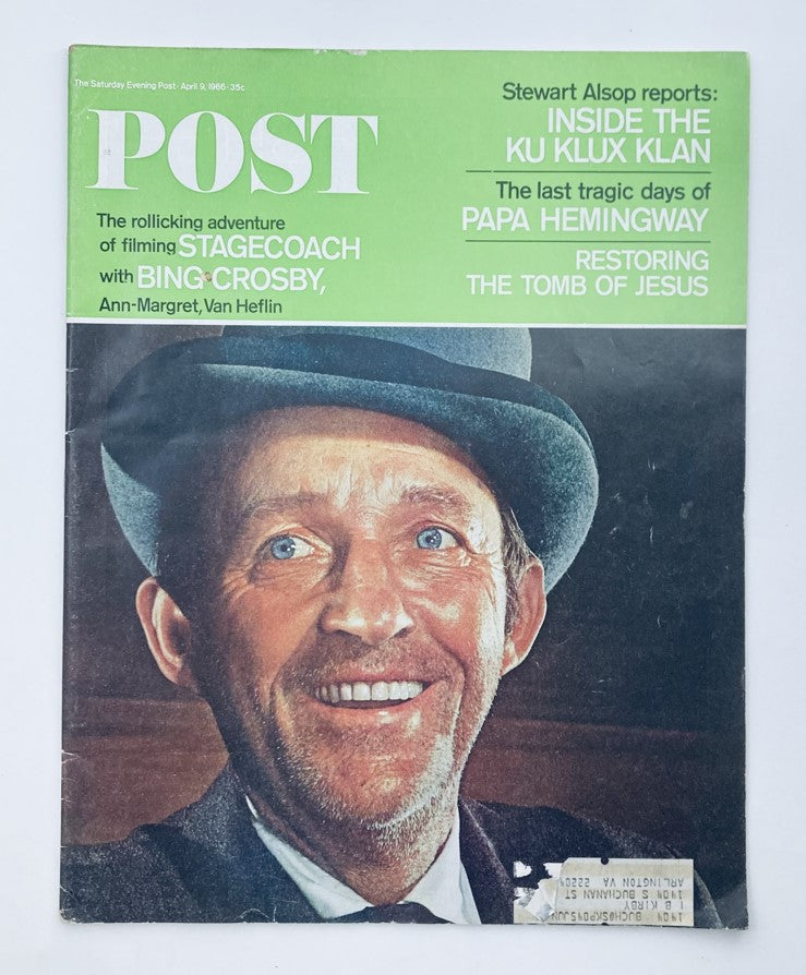 The Saturday Evening Post Magazine April 9 1966 Stagecoach with Bing Crosby