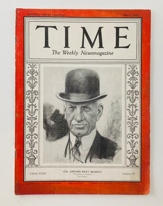 Time Magazine May 7 1934 Col. Edward Riley Bradley JOHN DILLINGER CRIME GANG