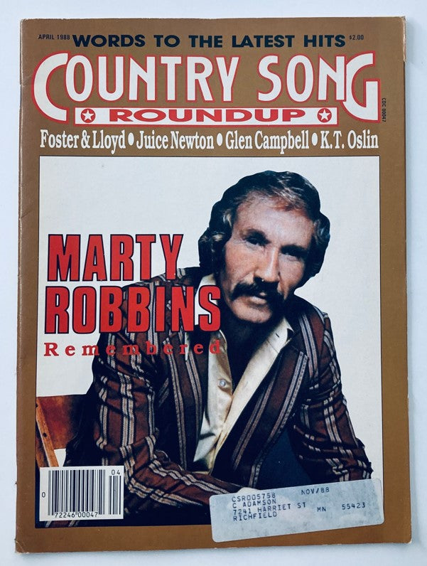 VTG Country Song Roundup Magazine April 1988 Marty Robbins Remembered