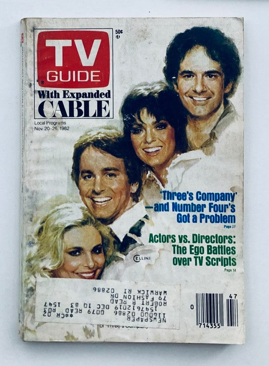 TV Guide Magazine November 20 1982 Cast of Three's Company Providence Ed.