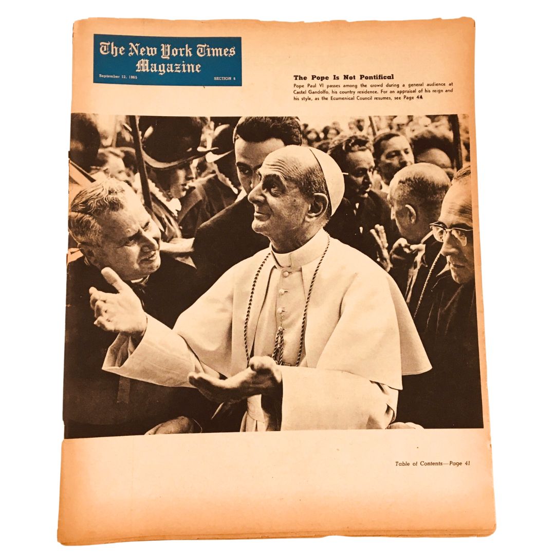 The New York Times Magazine September 12 1965 Pope Paul VI Cover, Newsstand