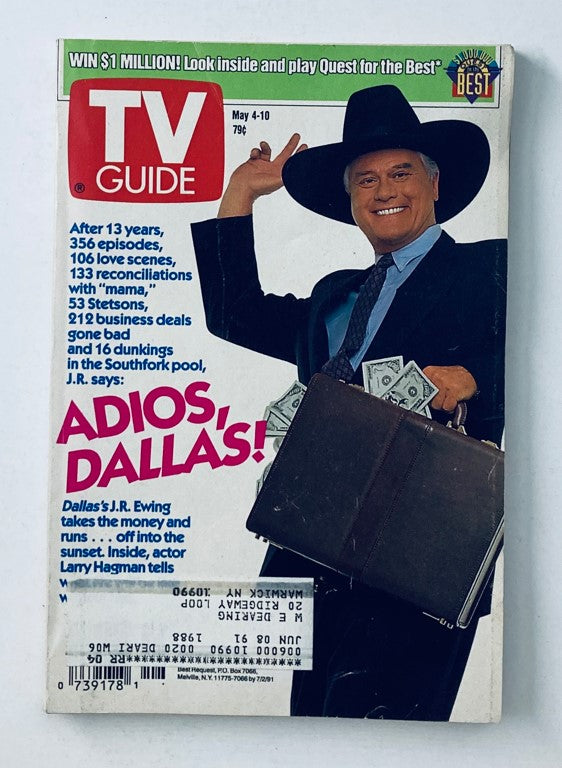 TV Guide Magazine May 4 1991 Larry Hagman Adios, Dallas! NY Metro Ed.