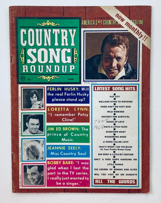 VTG Country Song Roundup Magazine June 1968 Ferlin Husky, Loretta Lynn No Label