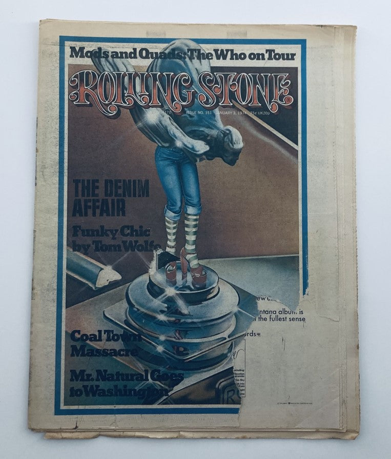 VTG Rolling Stone Magazine January 3 1974 No. 151 The Denim Affair No Label