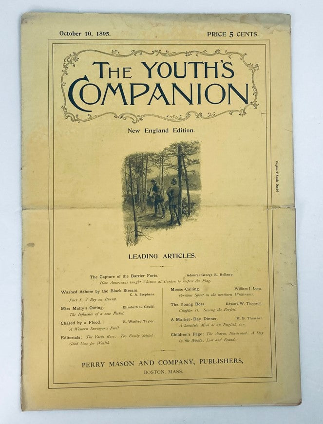 VTG The Youth's Companion Magazine October 10 1895 Chased by a Flood No Label