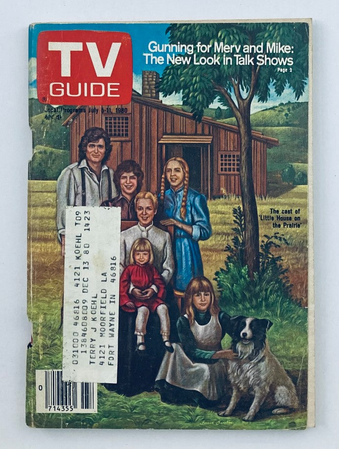 TV Guide Magazine issue from July 5, 1980 featuring 'Little House on the Prairie' with a cover illustration of the show's cast, including a scenic backdrop of a wooden house and trees.
