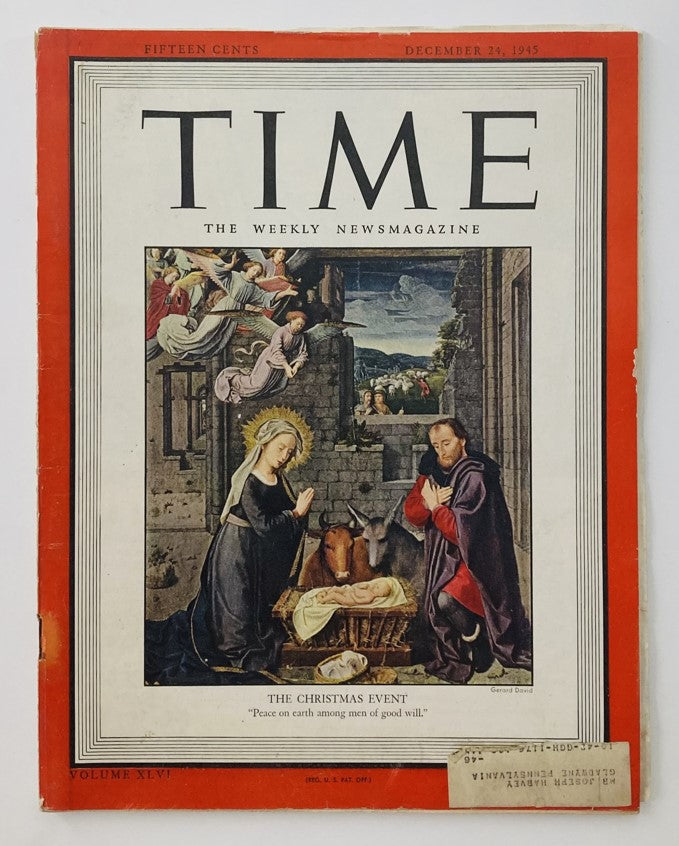 VTG Time Magazine December 24 1945 Vol 46 No. 26 The Nativity of Christ