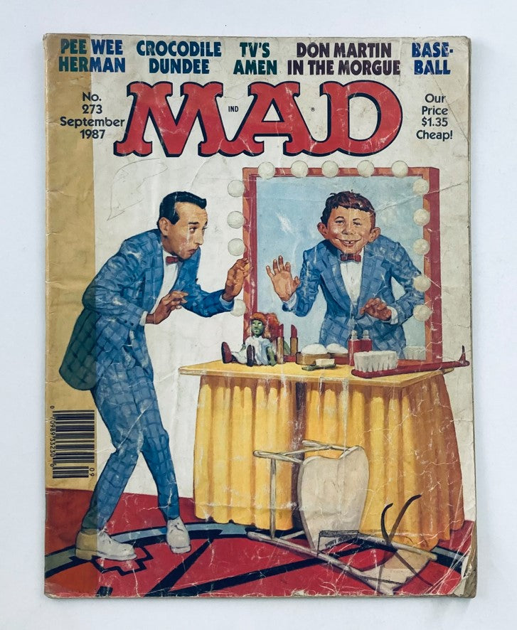 Mad Magazine September 1987 No. 273 Pee Wee Herman & Alfred 2.0 Good No Label