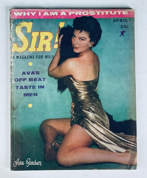 VTG Sir! Magazine April 1957 Vol 14 No. 2 Ava Gardner Taste in Men No Label