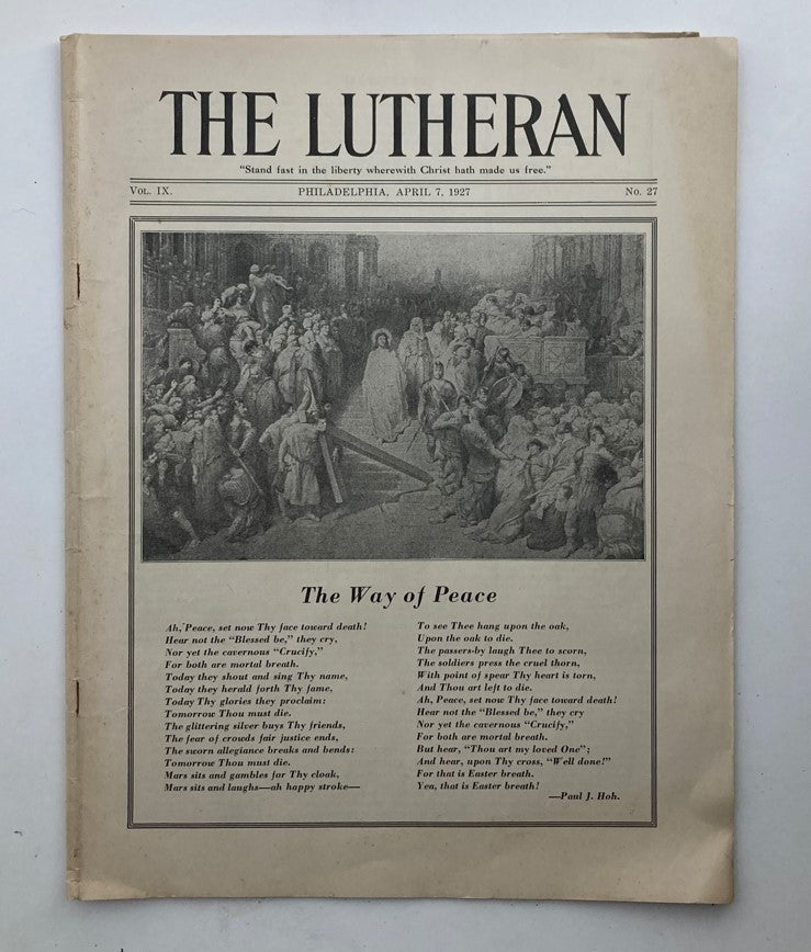 VTG The Lutheran Magazine April 7 1927 Vol 9 No. 27 The Way of Peace No Label